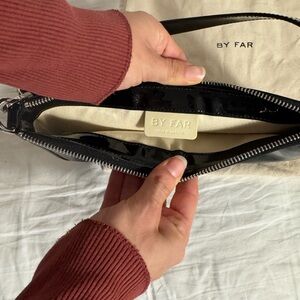 BY FAR Glossy Black Shoulder Bag